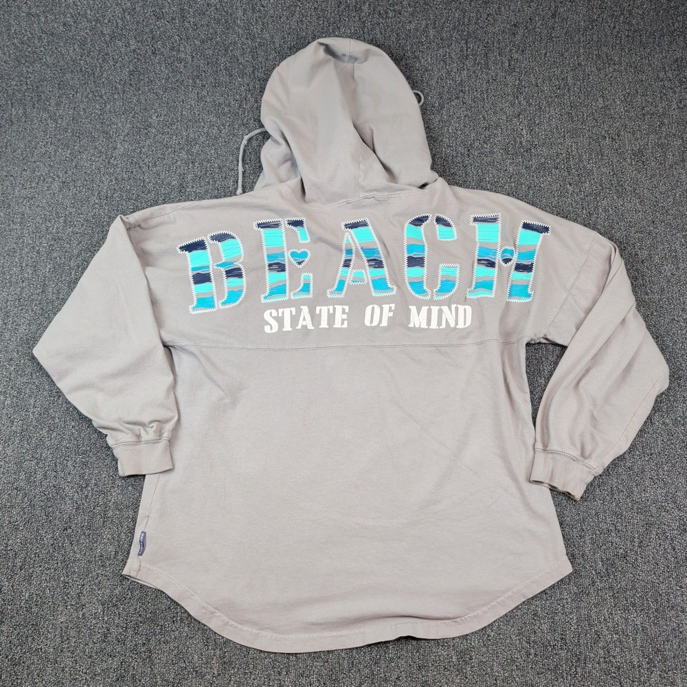 Spirit Jersey Lulus Beach State of Mind Hoodie Medium Gray Cotton Oversized USA